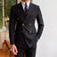 Black 2 pieces Men‘s Suit Slim Fit Flat Double Breasted Peak Lapel Tuxedo CN504