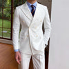White 2 pieces Men‘s Suit Slim Fit Flat Double Breasted Peak Lapel Tuxedo CN507