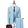 Blue Men's Casual 3 Piece Suit Notch Lapel Flat Tuxedos Set CN461
