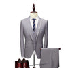 Silver Men's Casual 3 Piece Suit Notch Lapel Flat Tuxedos Set CN464