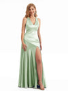 Sage V-Neck Satin Back Criss-Cross Boho Bridesmaid Dress