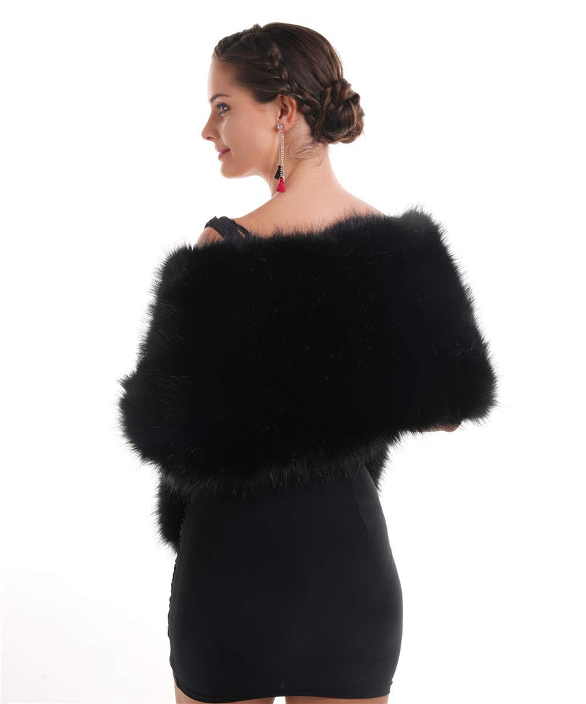 Women's Luxurious Large Winter Faux Fur Scarf Wrap Collar Shrug for Lady Wedding Dinner Party