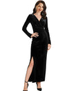 Elegant V-neck Long Sleeves Velvet Tea-Length Mother Of The Bride Dresses