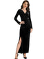 Elegant V-neck Long Sleeves Velvet Tea-Length Mother Of The Bride Dresses