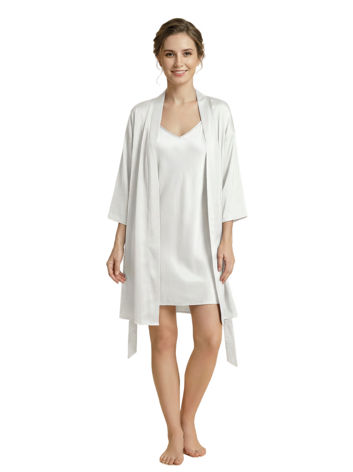 Women's 3/4 Sleeves Bride Bridesmaid Robes Silk Like Short Wedding Robes