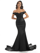 Sexy Mermaid Off Shoulder Floor-Length Soft Satin Bridesmaid Dresses Online In Stock