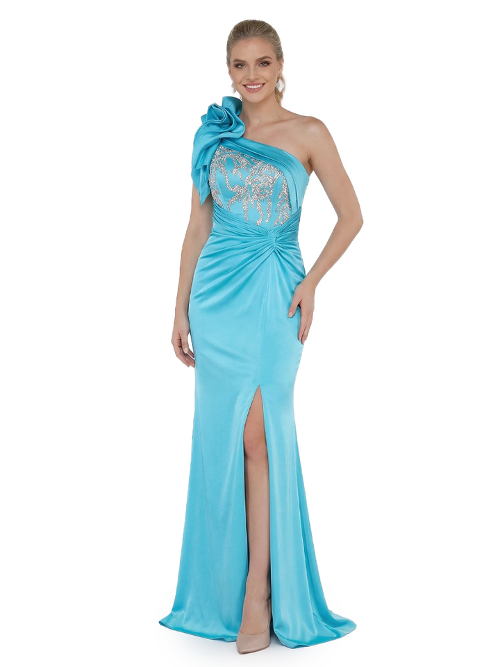 Chicsew Mother of The Bride Dresses One Shoulder Gown Fancy Embroidered Formal Wedding Attire
