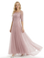 Pretty Lace Mother of the Groom Gown Chiffon Square Half Sleeves Maxi Dress