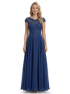 Exquisite Cap Sleeves Lace Applique Floor Length Maxi Mother Of The Bride Dress