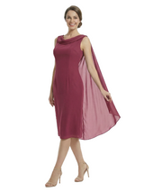 Chicsew Mother of The Groom Dresses Sleeveless Cowl Chiffon Capelet Midi Dress Formal Bridal Party Attire