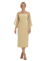 Chicsew Mother of The Groom Dresses Beautiful Square Neck Bell Sleeve Lace Midi Dress Classy Fitted Formal Bridal Party Attir