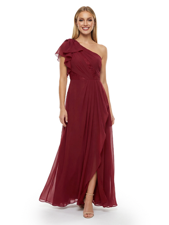 Chicsew Mother of The Groom Dresses One Shoulder Lace Chffon Gown Modern Flowy Formal Bridal Party Attire