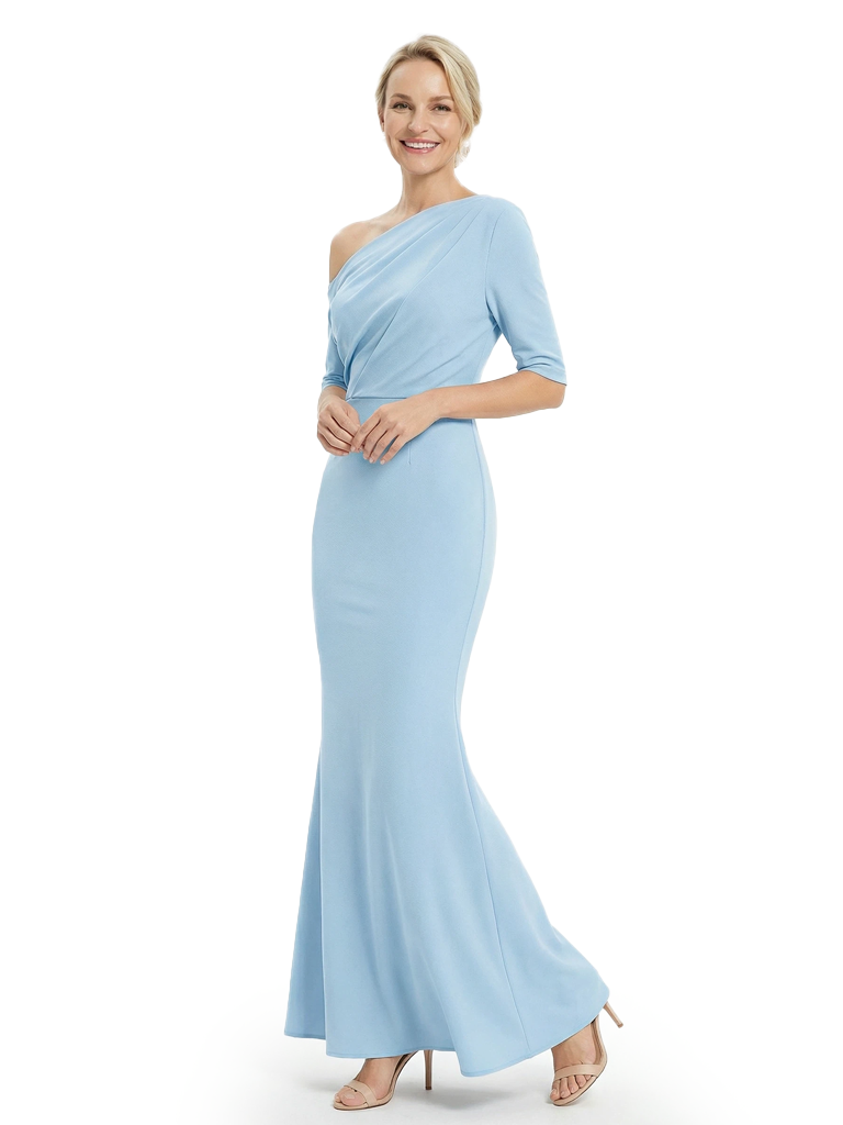 Chicsew Elegant Asymmetric Half Sleeves Mermaid Mother Of The Groom Dress