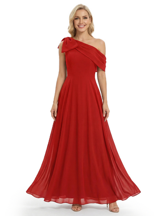 Chicsew Mother of The Groom Dresses Asymmetrical Sleeveless Chiffon A-Line Gown Fancy Ruched Formal Bridal Party Dress