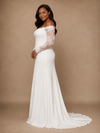 ChicSew Fancy Strapless Crepe Long Lace Sleeves Mermaid Floor-Length Wedding Dress