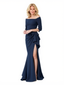 Elegant Asymmetric Neckline Mermaid Side Slit Crepe Long Mother of The Bride and Groom Dresses