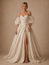 ChicSew Elegant Sweetheart Ruching A-Line Sequin Tulle Side Slit Floor-Length Wedding Dress