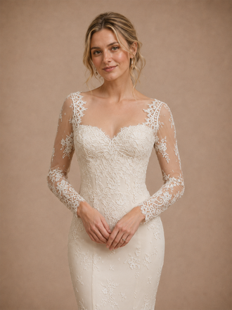 ChicSew Romantic Classy Sweetheart Lace Tulle Long Sleeves Mermaid Maxi Wedding Dresses