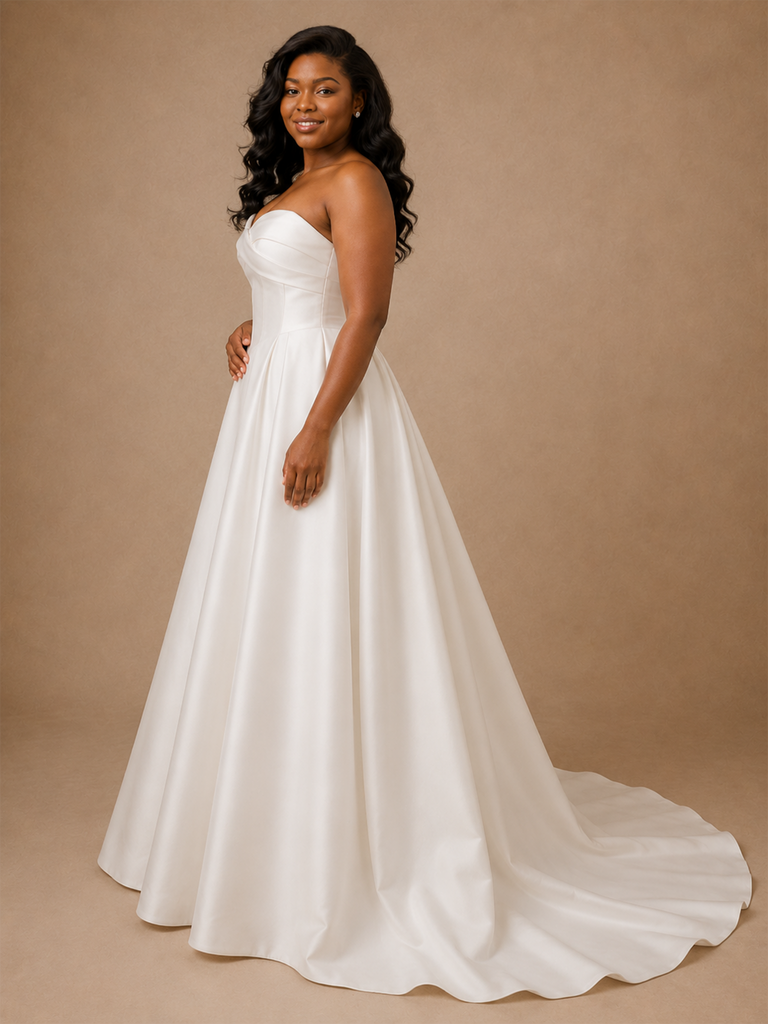 ChicSew Elegant Sweetheart Satin Boning A-Line Floor-Length Wedding Dress