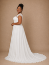 ChicSew Classy V-Neck Lace Applique Chiffon Cap Sleeves A-Line Pleated Floor-Length Wedding Dress