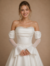 ChicSew Fancy Elegant Strapless 3/4 Sleeves A-Line Satin Maxi Wedding Dress