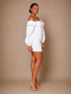 ChicSew Elegant Sheath Mini Strapless Crepe Wedding Dress With Long Puff Sleeves