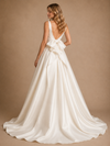 ChicSew Classy Sexy Deep V-Neck Side Slit Satin A-Line Maxi Long Wedding Dress