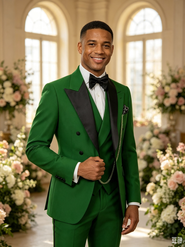 Classic 2 Piece Green Men's Suit with Regular Fit and Sophisticated Peak Lapel