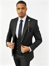 Classic 1 Piece Black Men's Suit with Regular Fit and Sophisticated Peak Lapel