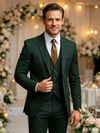 Classic 1 Piece Dark Green Men's Suit with Regular Fit and Sophisticated Peak Lapel