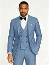 Classic 3 Piece Dusty Blue Men's Suit with Regular Fit and Sophisticated Peak Lapel