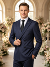 Classic 3 Piece Dark Navy Men's Suit with Regular Fit and Sophisticated Peak Lapel