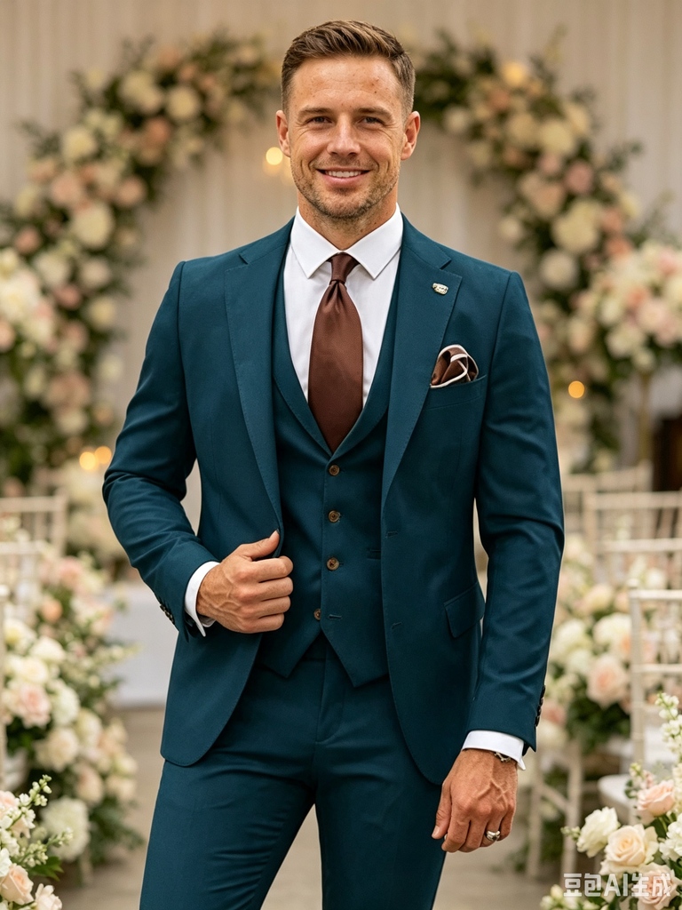 Classic 2 Piece Teal Men's Suit with Regular Fit and Sophisticated Peak Lapel