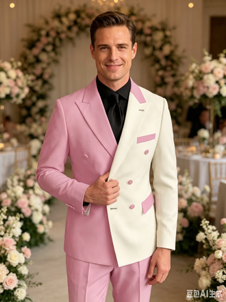 Color Blocking 1 Piece Men's Suit with Regular Fit and Sophisticated Peak Lapel