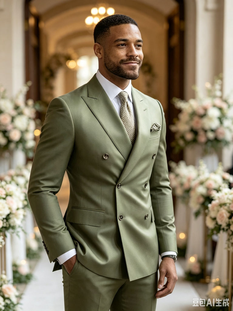 Classic 1 Piece Dusty Sage Men's Suit with Regular Fit and Sophisticated Peak Lapel