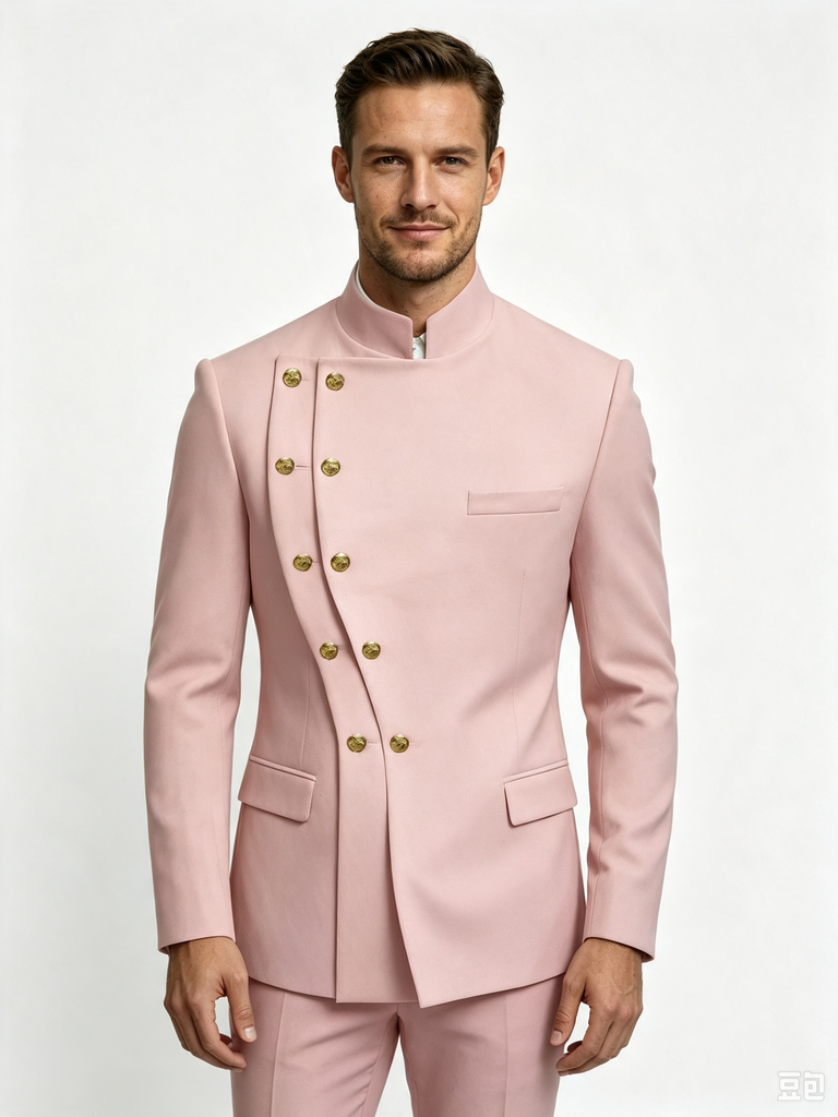 Classic 2 Piece Pink Men's Suit with Regular Fit and Sophisticated Peak Lapel