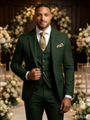 Classic 1 Piece Dark Green Men's Suit with Regular Fit and Sophisticated Peak Lapel