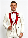 Color Blocking 3 Piece Men's Suit with Regular Fit and Sophisticated Peak Lapel