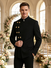 Classic 2 Piece Black Men's Suit with Regular Fit and Sophisticated Peak Lapel
