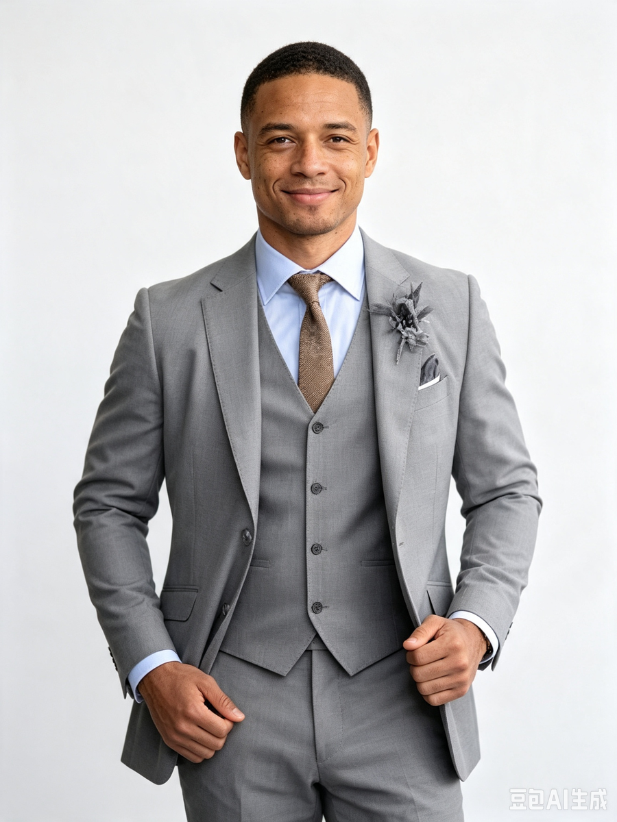 Classic 2 Piece Grey Men's Suit with Regular Fit and Sophisticated Peak Lapel