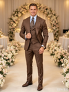 Classic 3 Piece Chocolate Men's Suit with Regular Fit and Sophisticated Peak Lapel