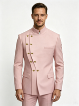 Classic 1 Piece Pink Men's Suit with Regular Fit and Sophisticated Peak Lapel