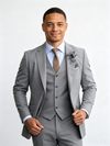 Classic 3 Piece Grey Men's Suit with Regular Fit and Sophisticated Peak Lapel