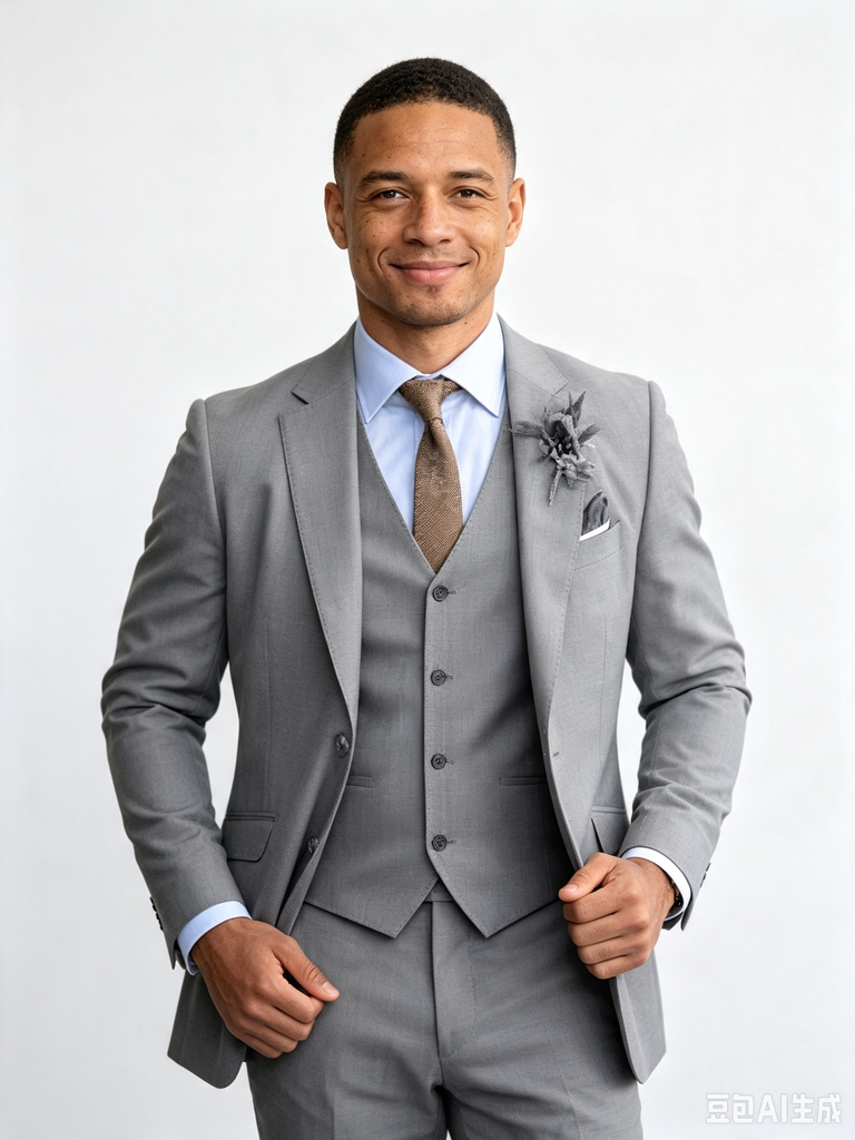 Classic 3 Piece Grey Men's Suit with Regular Fit and Sophisticated Peak Lapel