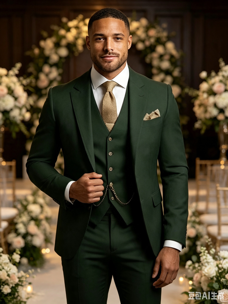 Classic 2 Piece Dark Green Men's Suit with Regular Fit and Sophisticated Peak Lapel