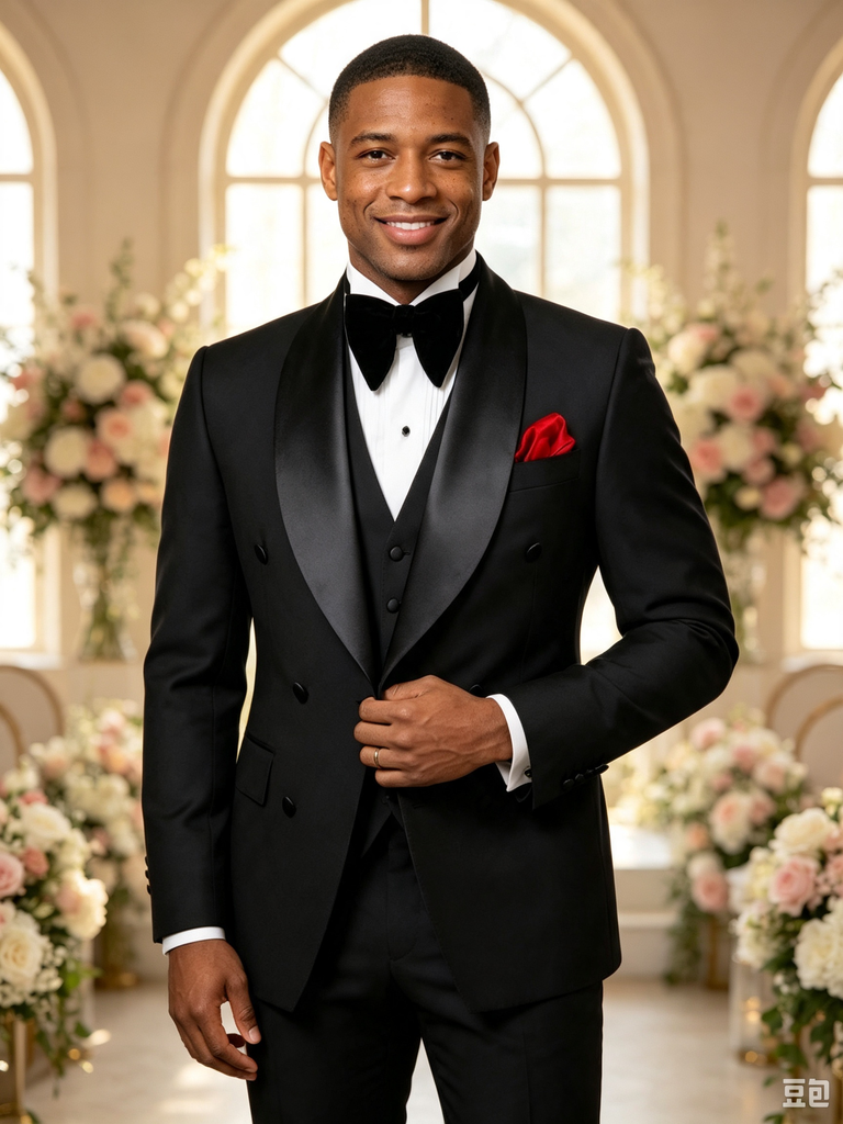 Classic 2 Piece Black Men's Suit with Regular Fit and Sophisticated Peak Lapel