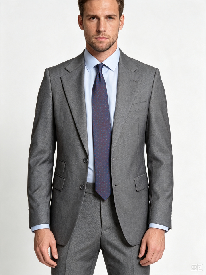 Classic 2 Piece Grey Men's Suit with Regular Fit and Sophisticated Peak Lapel