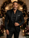 Classic 2 Piece Black Men's Suit with Regular Fit and Sophisticated Peak Lapel