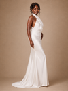 ChicSew Elegant Halter Satin Mermaid Open Back Floor-Length Wedding Dress