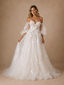 ChicSew Romantic Sweetheart Puff Sleeves Tulle Lace Appliques A-Line Maxi Wedding Dress
